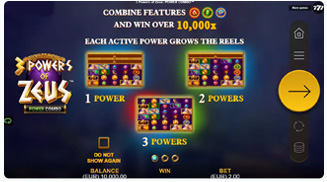 3 Powers of Zeus Power Combo Funkce
